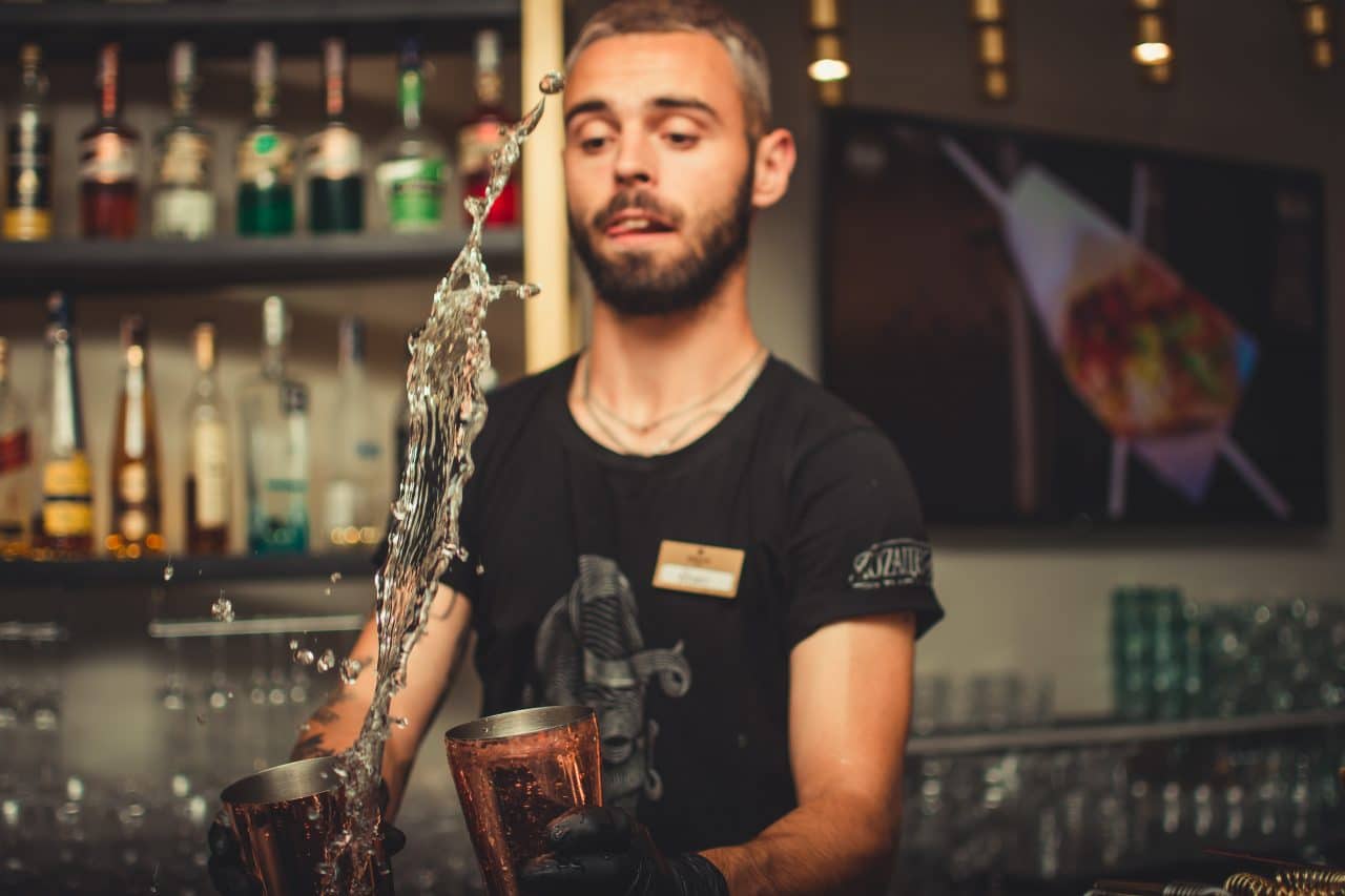 Bartender making a fancy drink